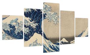 Obraz - Katsushika Hokusai, Under the Wave off Kanagawa, reprodukcje (125x70 cm)