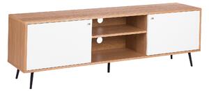 Minimalistyczna szafka RTV z półkami jasne drewno biały Portland Beliani