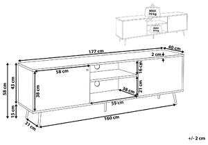 Minimalistyczna szafka RTV z półkami jasne drewno biały Portland Beliani