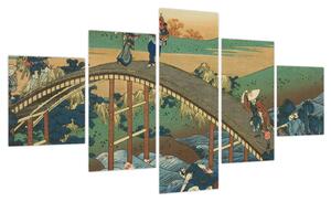 Obraz - Katsushika Hokusai, Ariwara no Narihirafrom the series One Hundred, Poems Explained by the Nurse (Hyakunin isshu uba ga etoki), reprodukcje (125x70 cm)