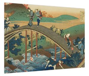 Obraz - Katsushika Hokusai, Ariwara no Narihirafrom the series One Hundred, Poems Explained by the Nurse (Hyakunin isshu uba ga etoki), reprodukcje (70x50 cm)