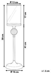 Świecznik srebrny glam metalowy szklany kryształowa noga 58 cm Cotui Beliani