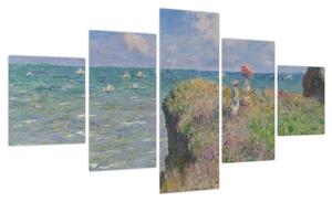 Obraz - Claude Monet, Cliff Walk at Pourville, reprodukcje (125x70 cm)