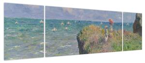 Obraz - Claude Monet, Cliff Walk at Pourville, reprodukcje (170x50 cm)