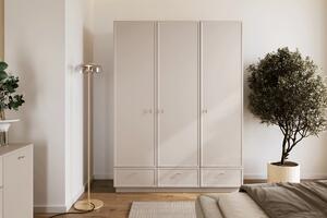 Szafa Lorini 150 cm z półkami - kaszmir / złote uchwyty T-bar