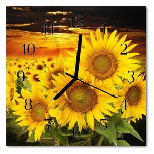 Zegar szklany kwadratowy Słonecznik