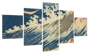 Obraz - Katsushika Hokusai, Fishing Boats at Choshi in Shimosa (Soshu Choshi) , reprodukcje (125x70 cm)