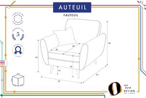 Antracytowy aksamitny fotel My Pop Design Auteuil