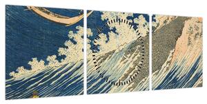 Obraz - Katsushika Hokusai, Fishing Boats at Choshi in Shimosa (Soshu Choshi) , reprodukcje (z zegarem) (90x30 cm)