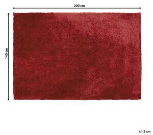 Dywan shaggy puszysty długie włosie do salonu 140x200 cm czerwony Evren Beliani