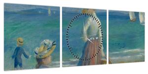 Obraz - Auguste Renoir, Figures on the Beach, reprodukcje (z zegarem) (90x30 cm)