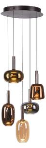 Lampa wisząca czarna z wielokolorowym szkłem okrągła z LED 6-punktowa Easylift - Irides Oswietlenie wewnetrzne
