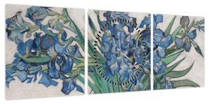 Obraz - Vincent van Gogh, Irises, reprodukcje (z zegarem) (90x30 cm)