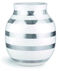 Biały kamionkowy wazon z detalami w kolorze srebra Kähler Design Omaggio, wys. 20 cm