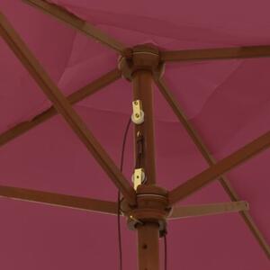 Parasol ogrodowy na drewnianym słupku, bordowy, 198x198x231 cm