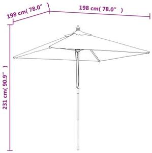 Parasol ogrodowy na drewnianym słupku, czarny, 198x198x231 cm
