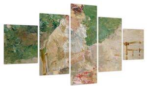 Obraz - Berthe Morisot, Young Woman Knitting, reprodukcje (125x70 cm)
