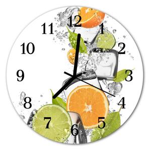 Zegar szklany okrągły Owoce cytrusowe