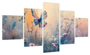 Obraz - Łąka z motylem II (125x70 cm)
