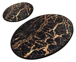 Zestaw 2 czarnych owalnych dywaników łazienkowych Chilai Gold Marble