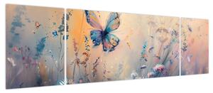 Obraz - Łąka z motylem II (170x50 cm)