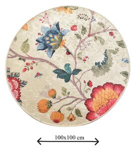 Kwiecisty dywanik łazienkowy Foutastic Circle Vintage, ø 100 cm