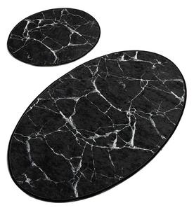 Zestaw 2 czarnych owalnych dywaników łazienkowych Chilai Marble