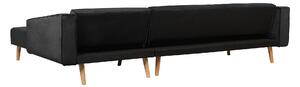 Narożnik welurowy lewostronny sofa rozkładana pikowane oparcie czarny Vadso Beliani