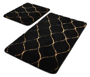 Zestaw 2 czarnych prostokątnych dywaników łazienkowych Chilai Gold Wave