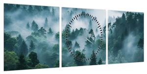 Obraz - Las we mgle (z zegarem) (90x30 cm)