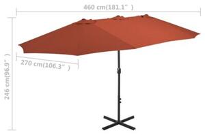 Parasol ogrodowy na słupku aluminiowym, 460 x 270 cm, terakota