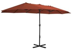 Parasol ogrodowy na słupku aluminiowym, 460 x 270 cm, terakota