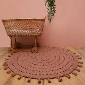 Pudroworóżowy dywan wykonany ręcznie z bawełny Nattiot Nila, ø 120 cm