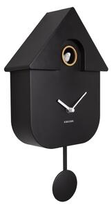 Czarny wahadłowy zegar ścienny Karlsson Modern Cuckoo, 21,5x41,5 cm