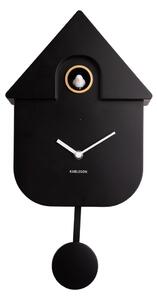Czarny wahadłowy zegar ścienny Karlsson Modern Cuckoo, 21,5x41,5 cm