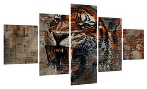 Obraz - Tygrys z cegieł (125x70 cm)