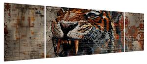 Obraz - Tygrys z cegieł (170x50 cm)
