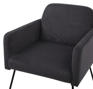 Welurowy fotel w stylu retro do salonu smukłe czarne metalowe nogi szary Narken Beliani