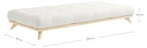 Czarne jednoosobowe łóżko z litego drewna sosnowego z materacem Karup Design Comfort, 90x200 cm