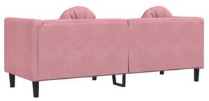 Sofa 3-osobowa z poduszkami, rÃ³Å¼owa, aksamit