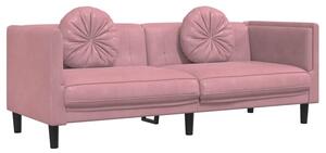 Sofa 3-osobowa z poduszkami, rÃ³Å¼owa, aksamit