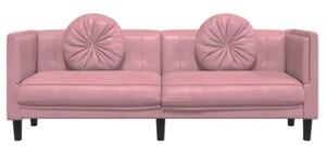 Sofa 3-osobowa z poduszkami, rÃ³Å¼owa, aksamit