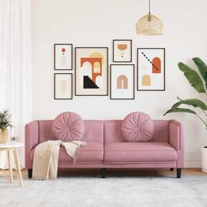 Sofa 3-osobowa z poduszkami, rÃ³Å¼owa, aksamit