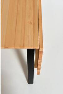 Rozkładany stół sosnowy z czarną konstrukcją Bonami Essentials Brisbane, 120(200)x70 cm