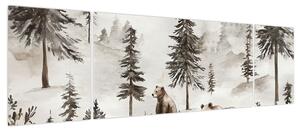 Obraz - Las z niedźwiedziami (170x50 cm)