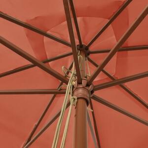 Parasol ogrodowy na drewnianym słupku, terakota, 300x300x273 cm