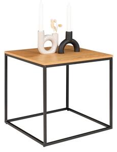 Stolik z czarną stalową konstrukcją i blatem w dekorze dębu House Nordic Vita, 45x45 cm