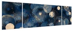 Obraz - Niebiesko-złote pierścienie (170x50 cm)