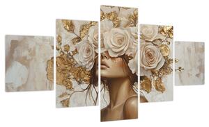Obraz - Dziewczyna z różami (125x70 cm)