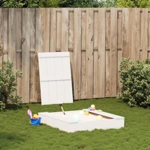 Piaskownica z pokrywą, biała, 111x111x19,5 cm, drewno sosnowe